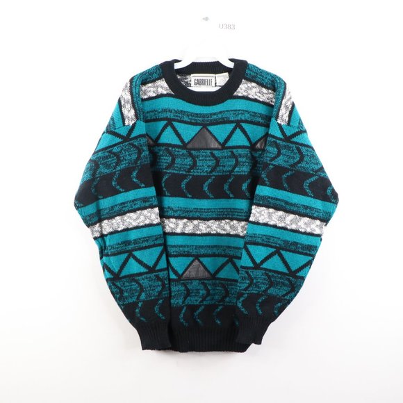 Vintage Other - Fresh Prince Geometric Leather Trim Sweater